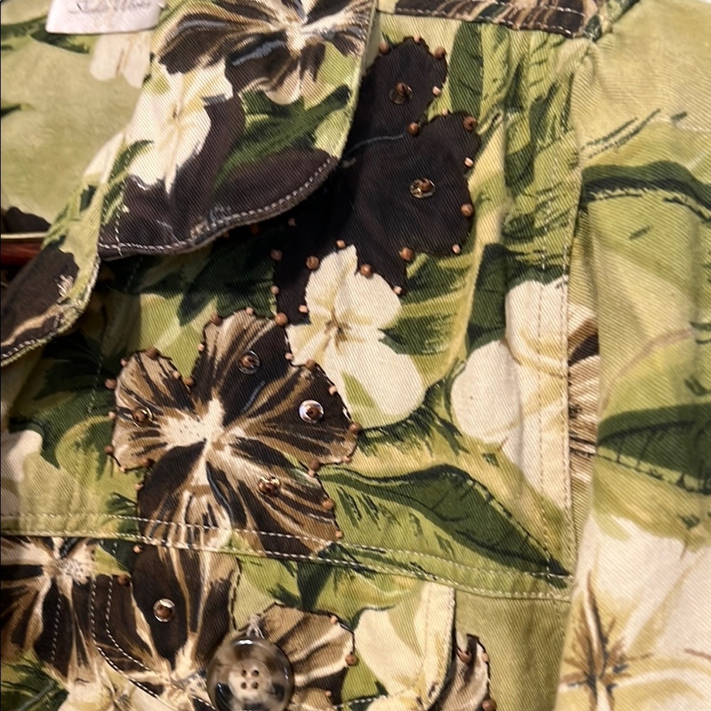 Studio Works Green and Brown Blazer with Botanical Print XL - Picture 3 of 6
